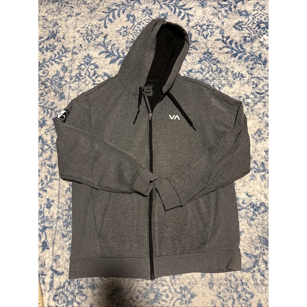 RVCA VA Grappler Jacket Grey Bleach Mens Full Zip Size Medium
